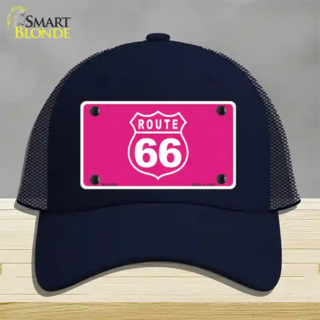 US Route 66 Pink Novelty License Plate Hat Mesh / Navy