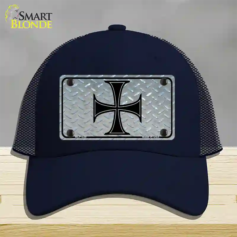 Maltese Cross Novelty License Plate Hat Mesh / Navy