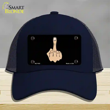 Middle Finger Novelty License Plate Hat Mesh / Navy