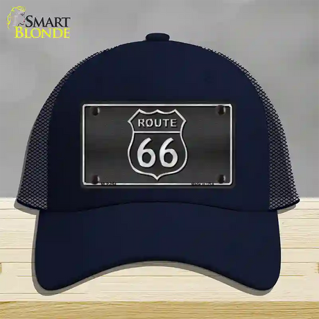 Route 66 Shield Black Novelty License Plate Hat Mesh / Navy