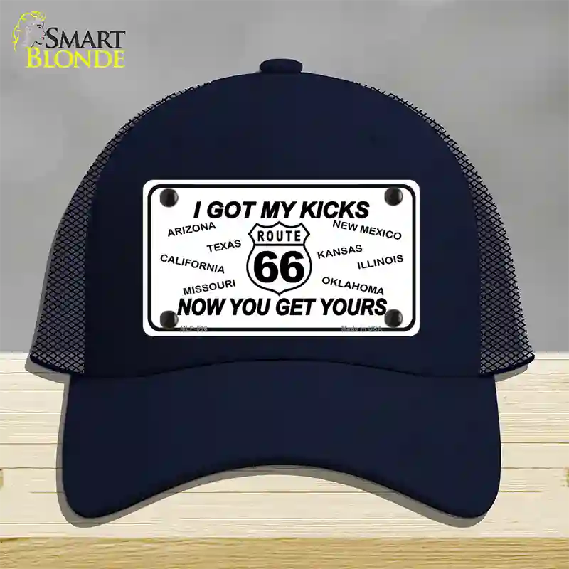 I Got My Kicks Novelty License Plate Hat Mesh / Navy