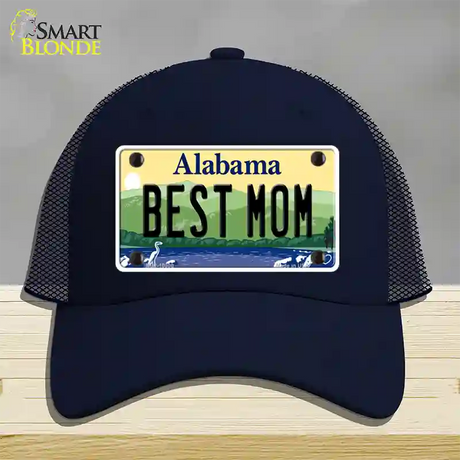 Best Mom Alabama Novelty License Plate Hat Mesh / Navy