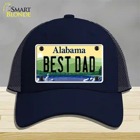 Best Dad Alabama Novelty License Plate Hat Mesh / Navy