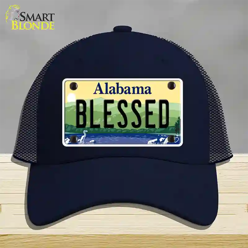 Blessed Alabama Novelty License Plate Hat Mesh / Navy