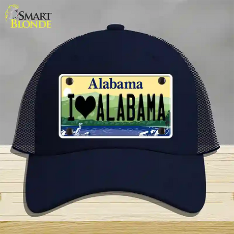 I Love Alabama Novelty License Plate Hat Mesh / Navy