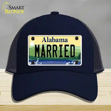 Married Alabama Novelty License Plate Hat Mesh / Navy