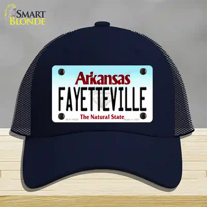 Fayetteville Arkansas Novelty License Plate Hat Mesh / Navy