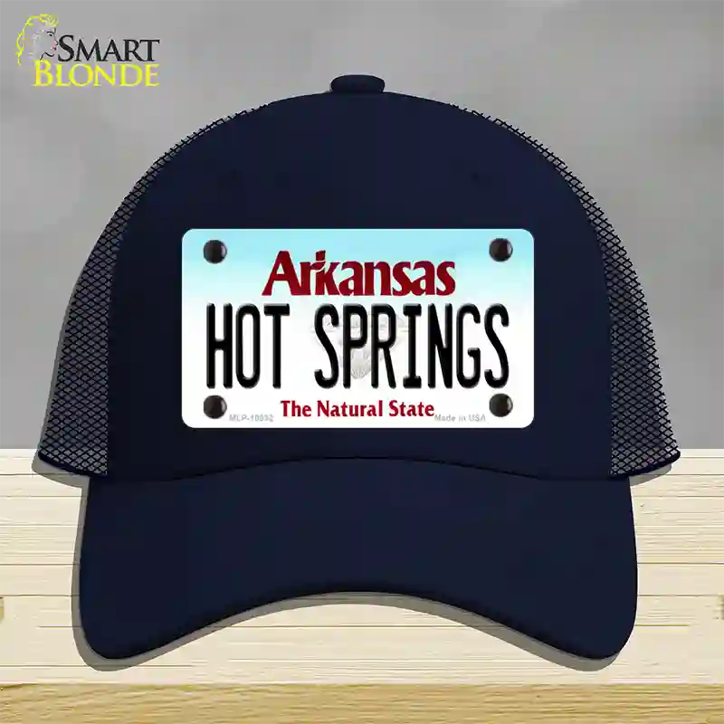 Hot Springs Arkansas Novelty License Plate Hat Mesh / Navy