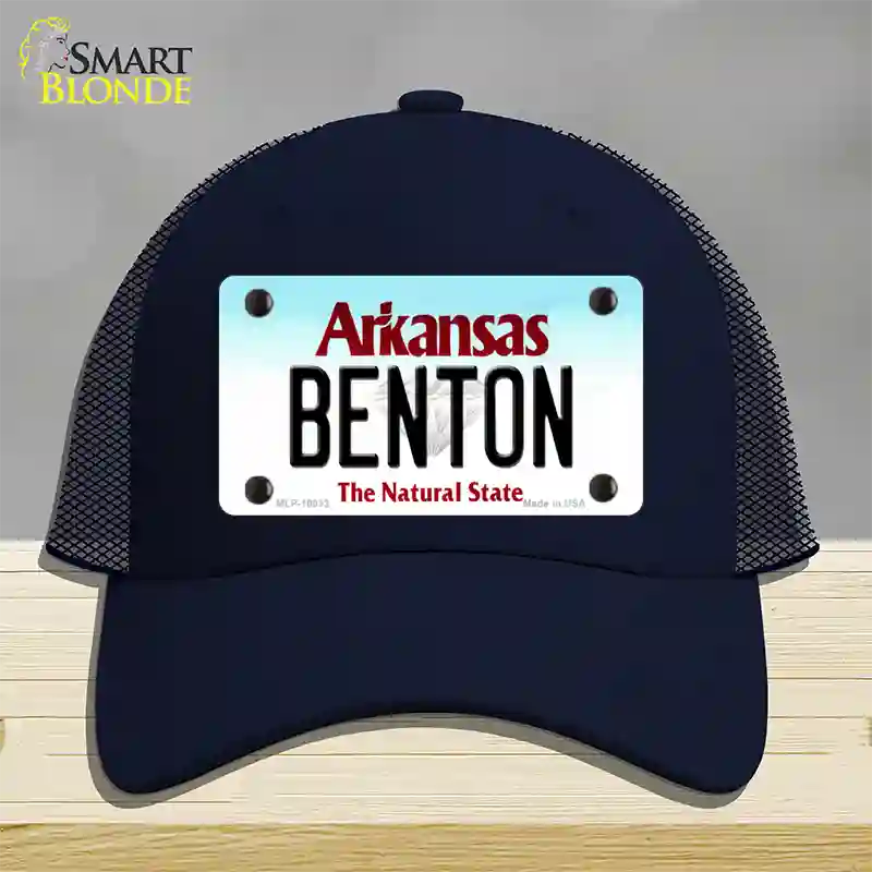 Benton Arkansas Novelty License Plate Hat Mesh / Navy