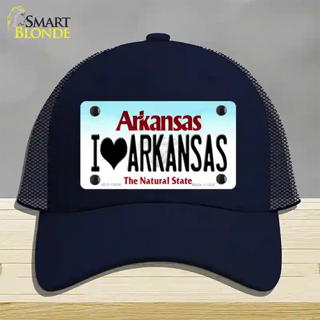 I Love Arkansas Novelty License Plate Hat Mesh / Navy