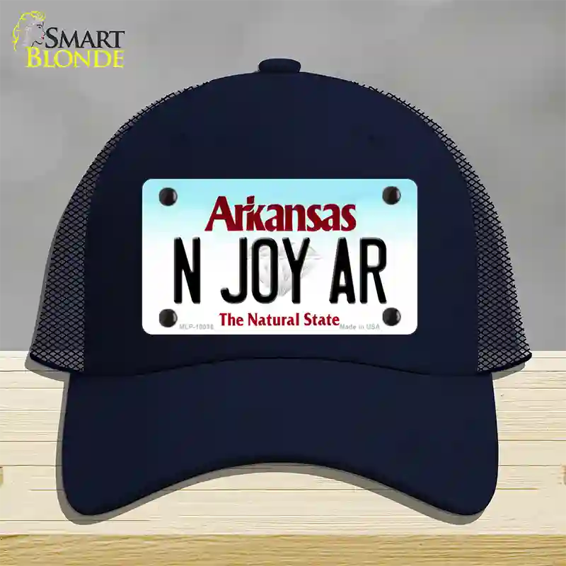 N Joy AR Arkansas Novelty License Plate Hat Mesh / Navy