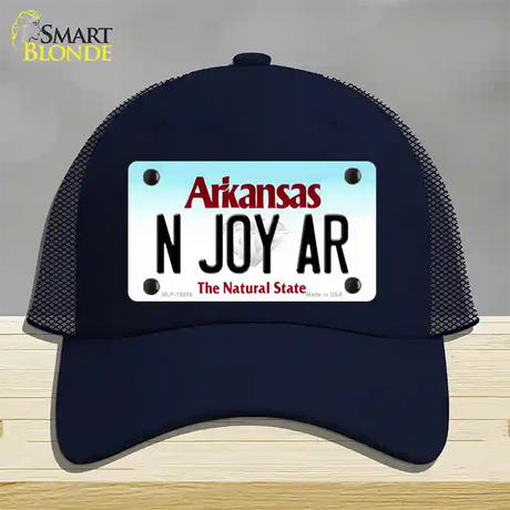 N Joy AR Arkansas Novelty License Plate Hat Mesh / Navy