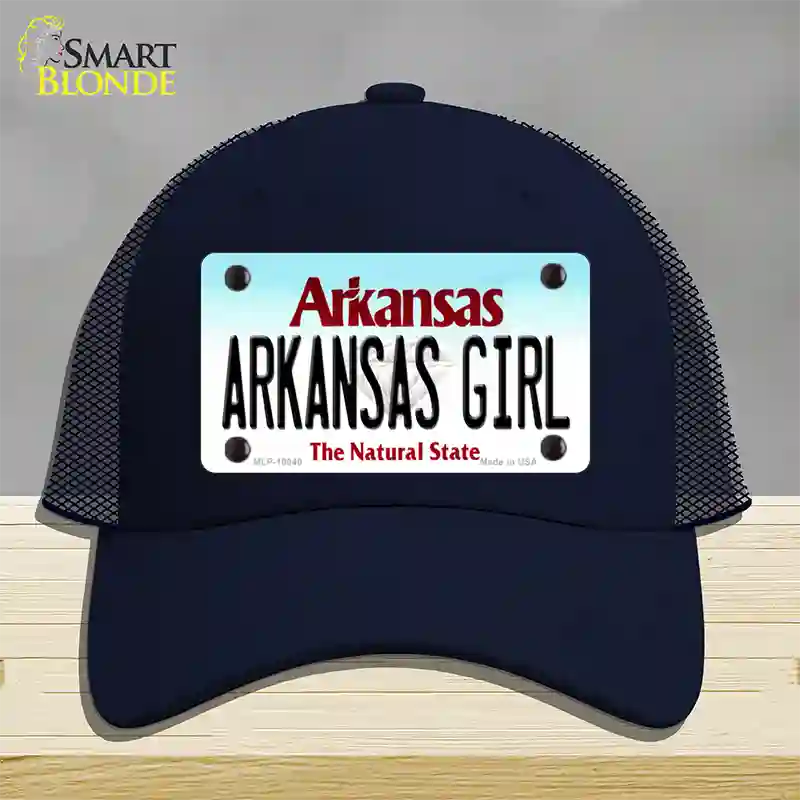 Arkansas Girl Arkansas Novelty License Plate Hat Mesh / Navy