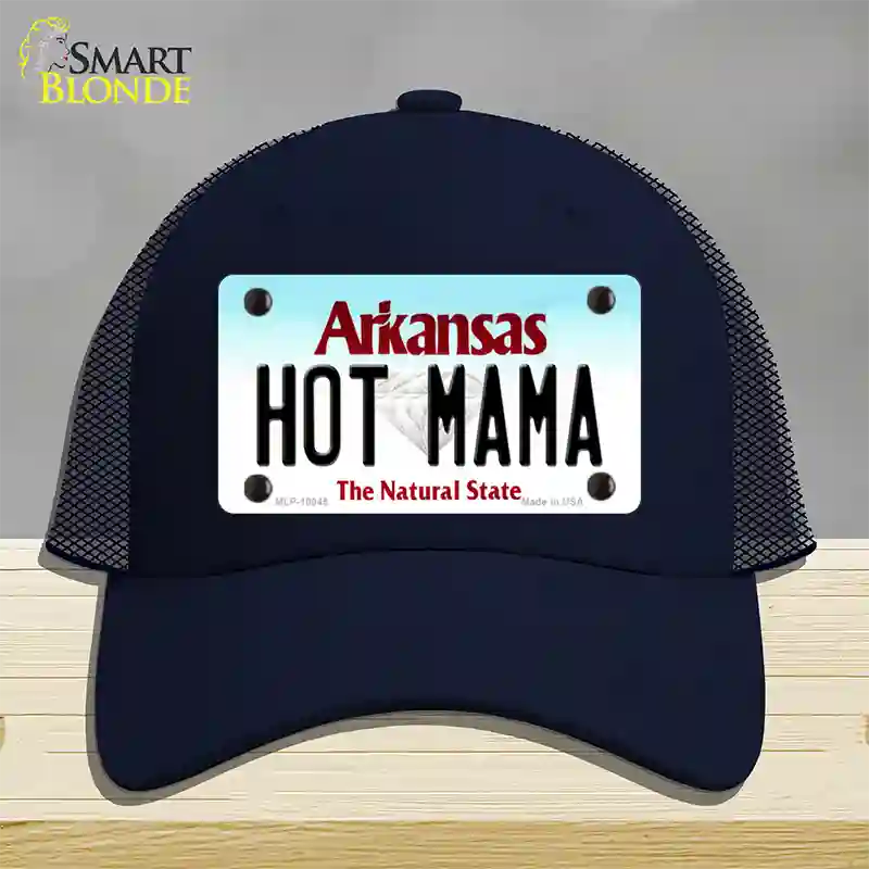 Hot Mama Arkansas Novelty License Plate Hat Mesh / Navy