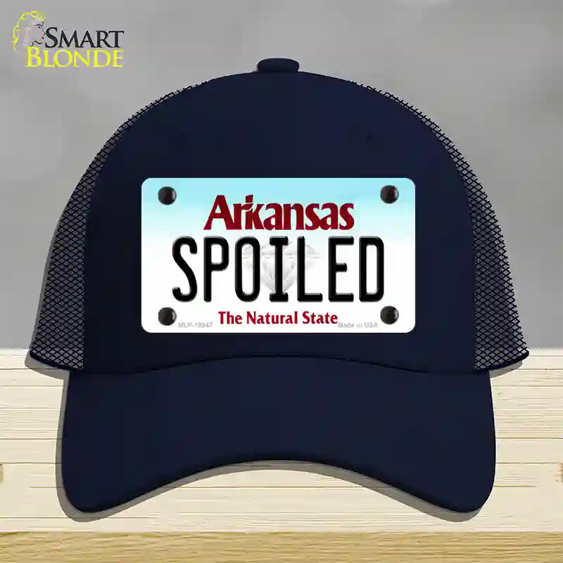 Spoiled Arkansas Novelty License Plate Hat Mesh / Navy