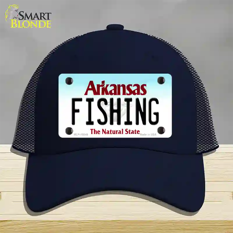 Fishing Arkansas Novelty License Plate Hat Mesh / Navy