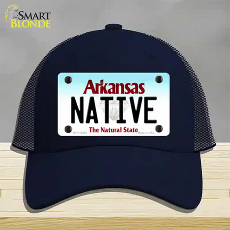 Native Arkansas Novelty License Plate Hat Mesh / Navy