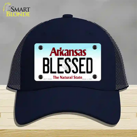 Blessed Arkansas Novelty License Plate Hat Mesh / Navy