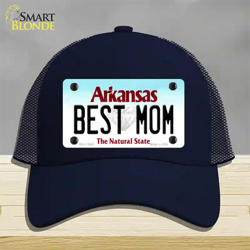 Best Mom Arkansas Novelty License Plate Hat Mesh / Navy