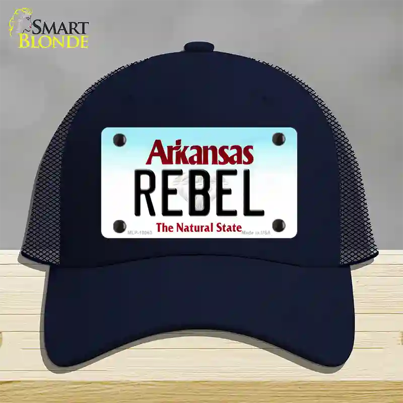 Rebel Arkansas Novelty License Plate Hat Mesh / Navy