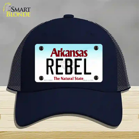 Rebel Arkansas Novelty License Plate Hat Mesh / Navy