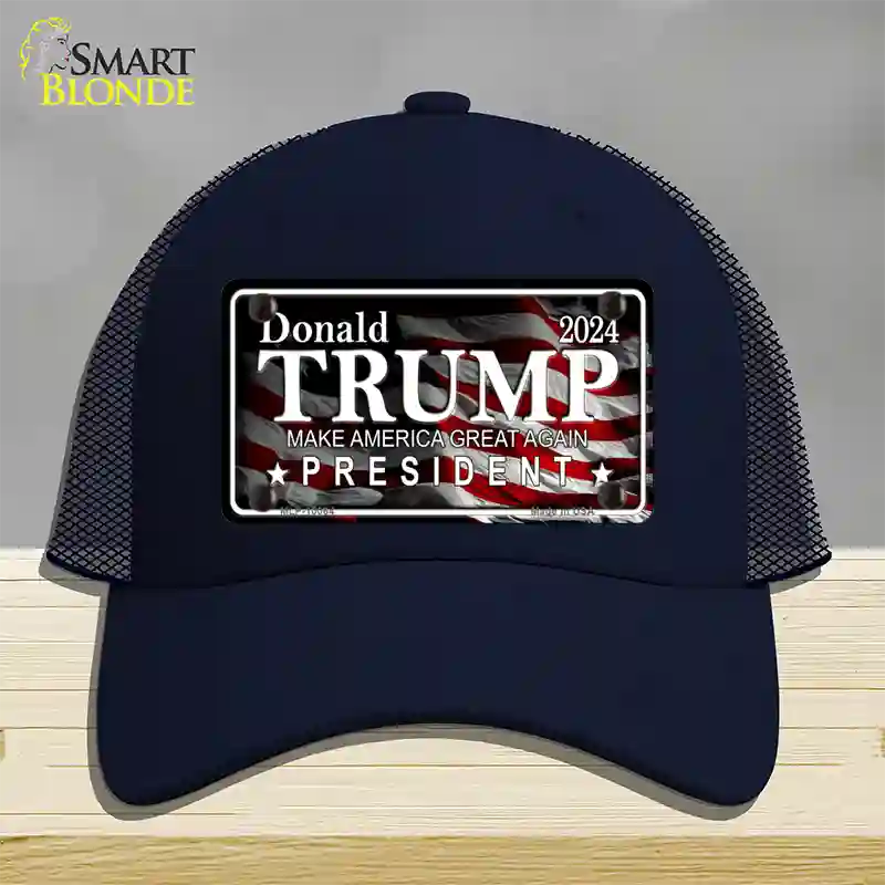 Trump 2024 Novelty License Plate Hat Mesh / Navy