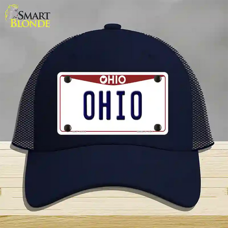 Ohio Maroon Novelty License Plate Hat Mesh / Navy