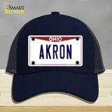 Akron Ohio Novelty License Plate Hat Mesh / Navy