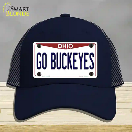 Go Buckeyes Ohio Novelty License Plate Hat Mesh / Navy