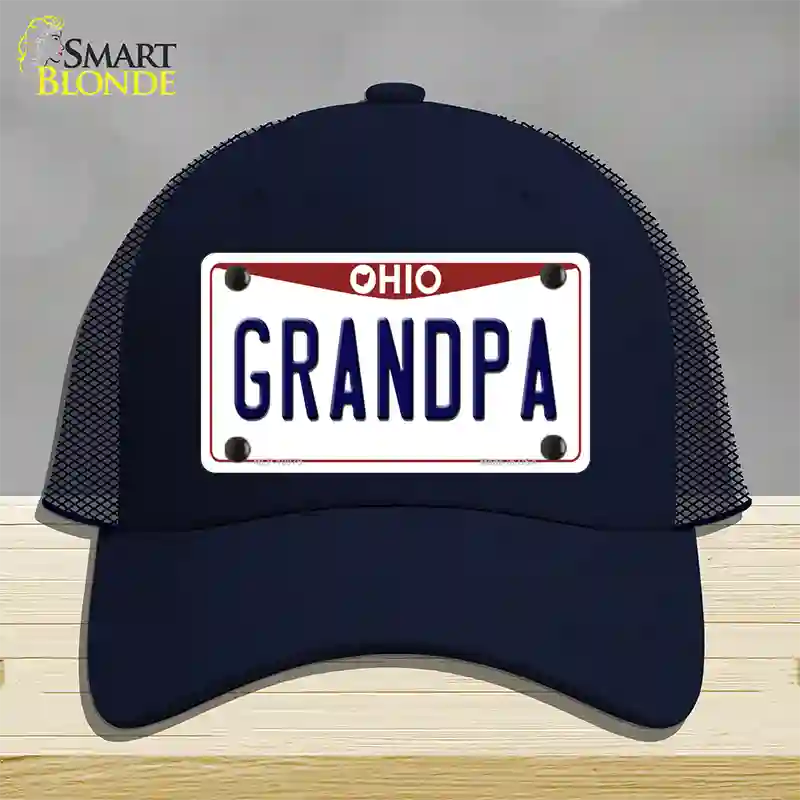 Grandpa Ohio Novelty License Plate Hat Mesh / Navy