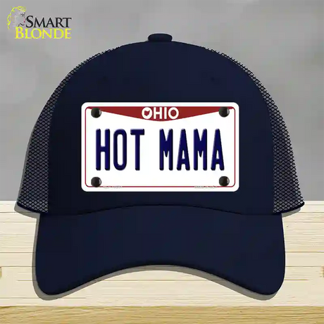 Hot Mama Ohio Novelty License Plate Hat Mesh / Navy