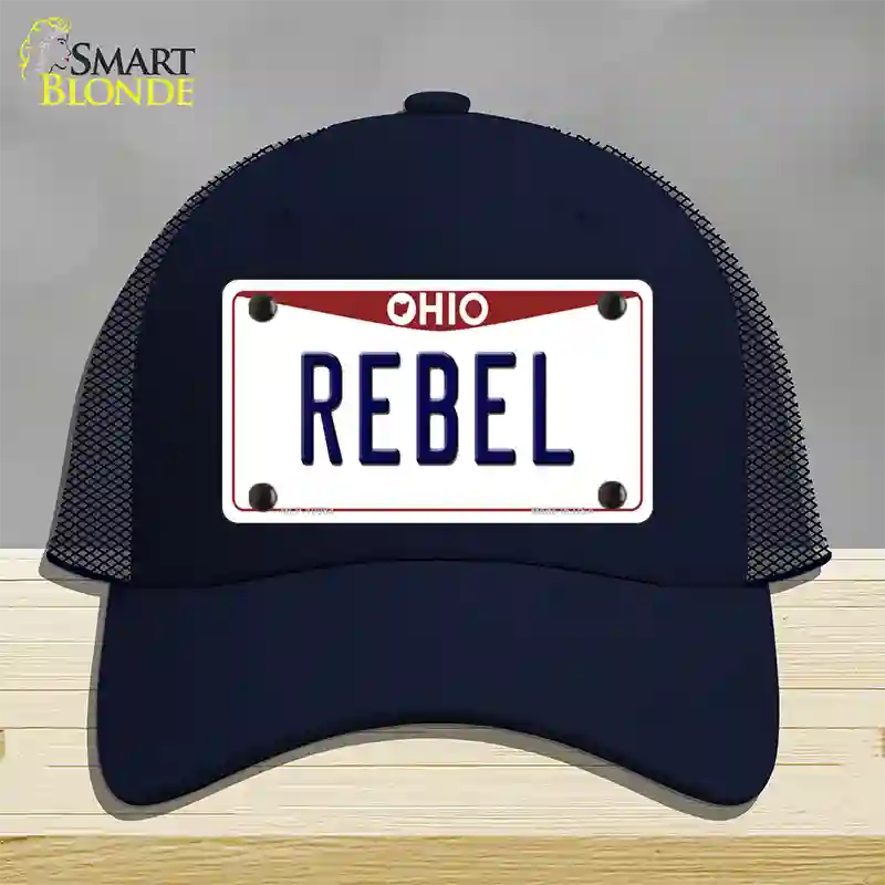 Rebel Ohio Novelty License Plate Hat Mesh / Navy