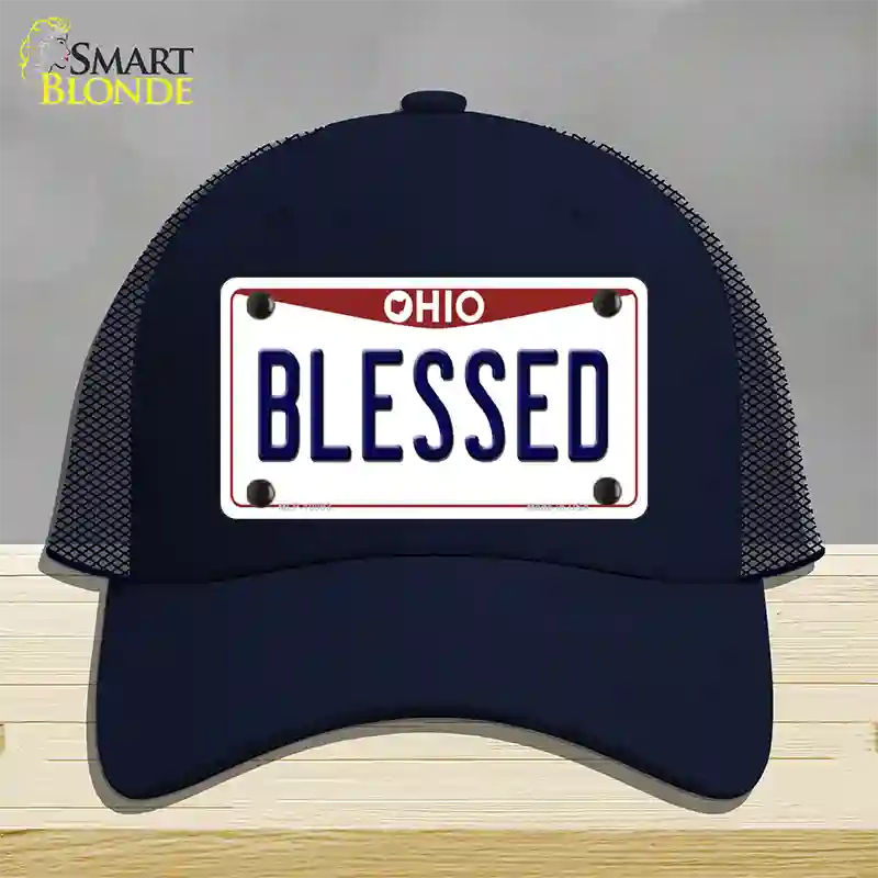 Blessed Ohio Novelty License Plate Hat Mesh / Navy