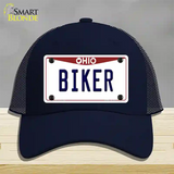 Biker Ohio Novelty License Plate Hat Mesh / Navy