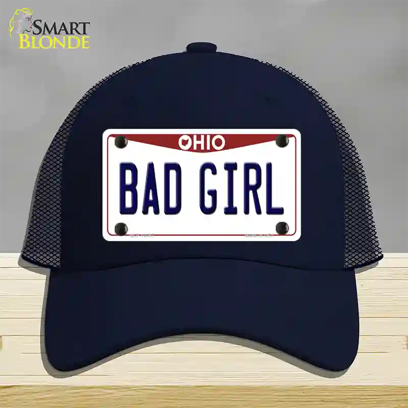 Bad Girl Ohio Novelty License Plate Hat Mesh / Navy