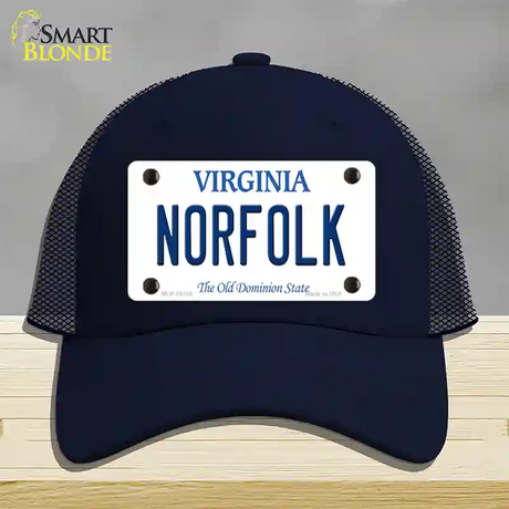 Norfolk Virginia Novelty License Plate Hat Mesh / Navy