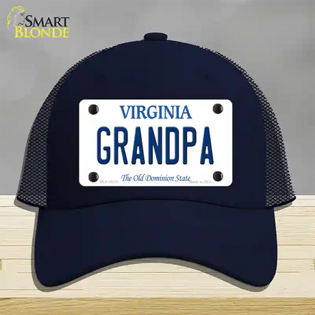 Grandpa Virginia Novelty License Plate Hat Mesh / Navy