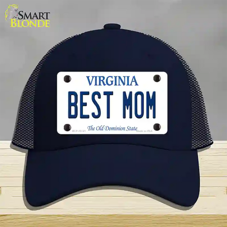 Best Mom Virginia Novelty License Plate Hat Mesh / Navy