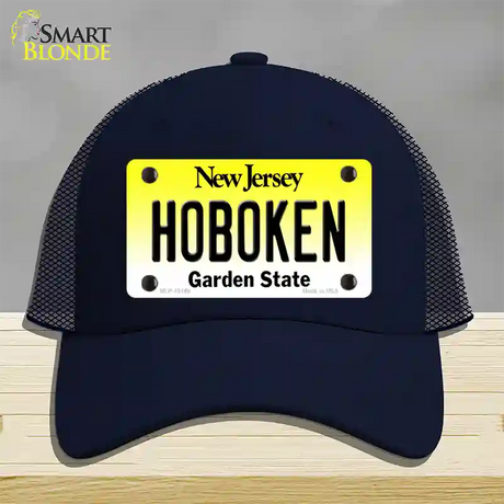 Hoboken New Jersey Novelty License Plate Hat Mesh / Navy