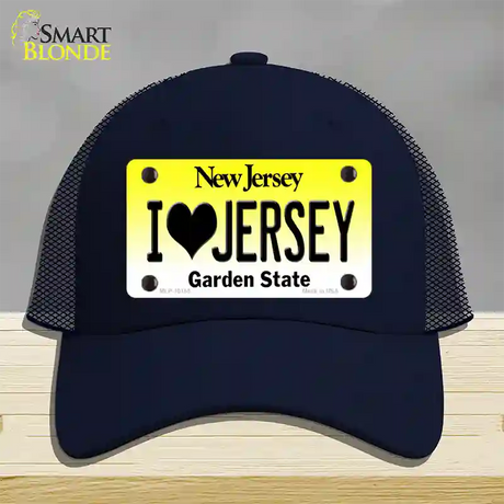 I Love Jersey New Jersey Novelty License Plate Hat Mesh / Navy