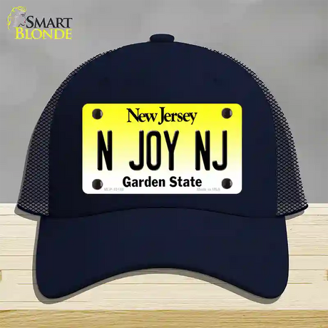 N Joy NJ New Jersey Novelty License Plate Hat Mesh / Navy