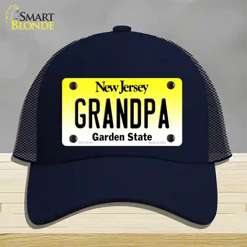 Grandpa New Jersey Novelty License Plate Hat Mesh / Navy