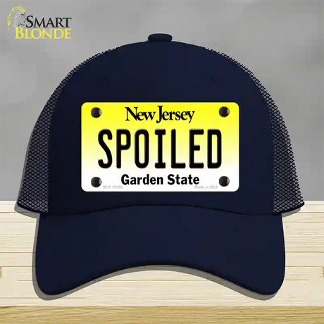 Spoiled New Jersey Novelty License Plate Hat Mesh / Navy