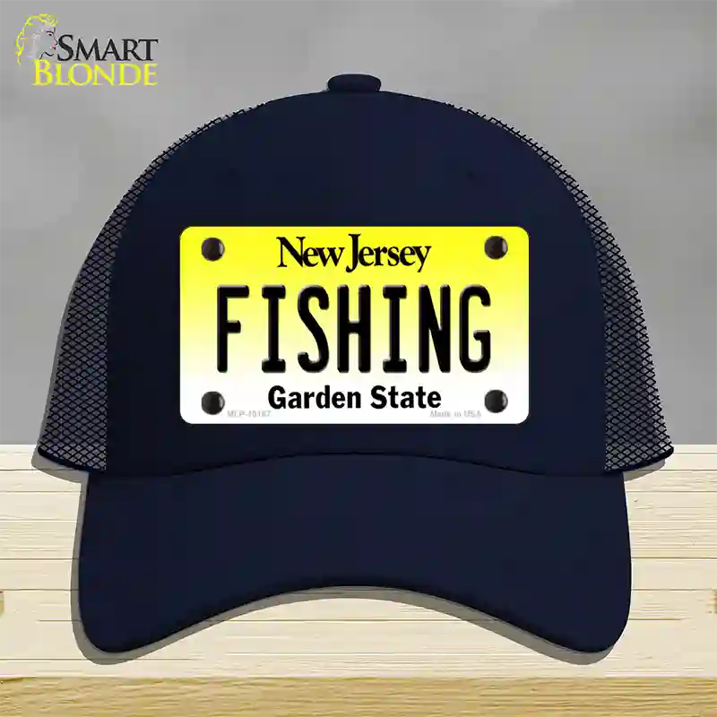 Fishing New Jersey Novelty License Plate Hat Mesh / Navy