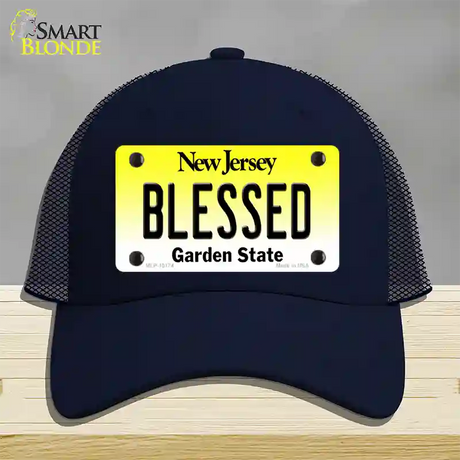 Blessed New Jersey Novelty License Plate Hat Mesh / Navy