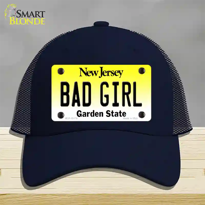 Bad Girl New Jersey Novelty License Plate Hat Mesh / Navy