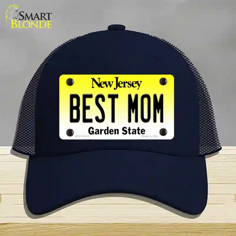 Best Mom New Jersey Novelty License Plate Hat Mesh / Navy