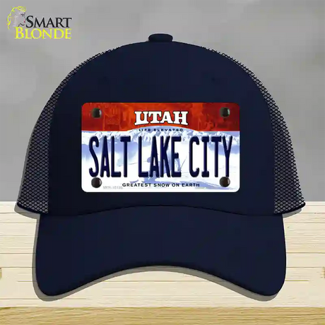 Salt Lake City Utah Novelty License Plate Hat Mesh / Navy