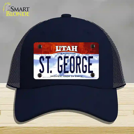 St George Utah Novelty License Plate Hat Mesh / Navy