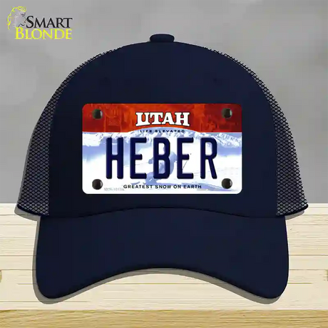 Heber Utah Novelty License Plate Hat Mesh / Navy